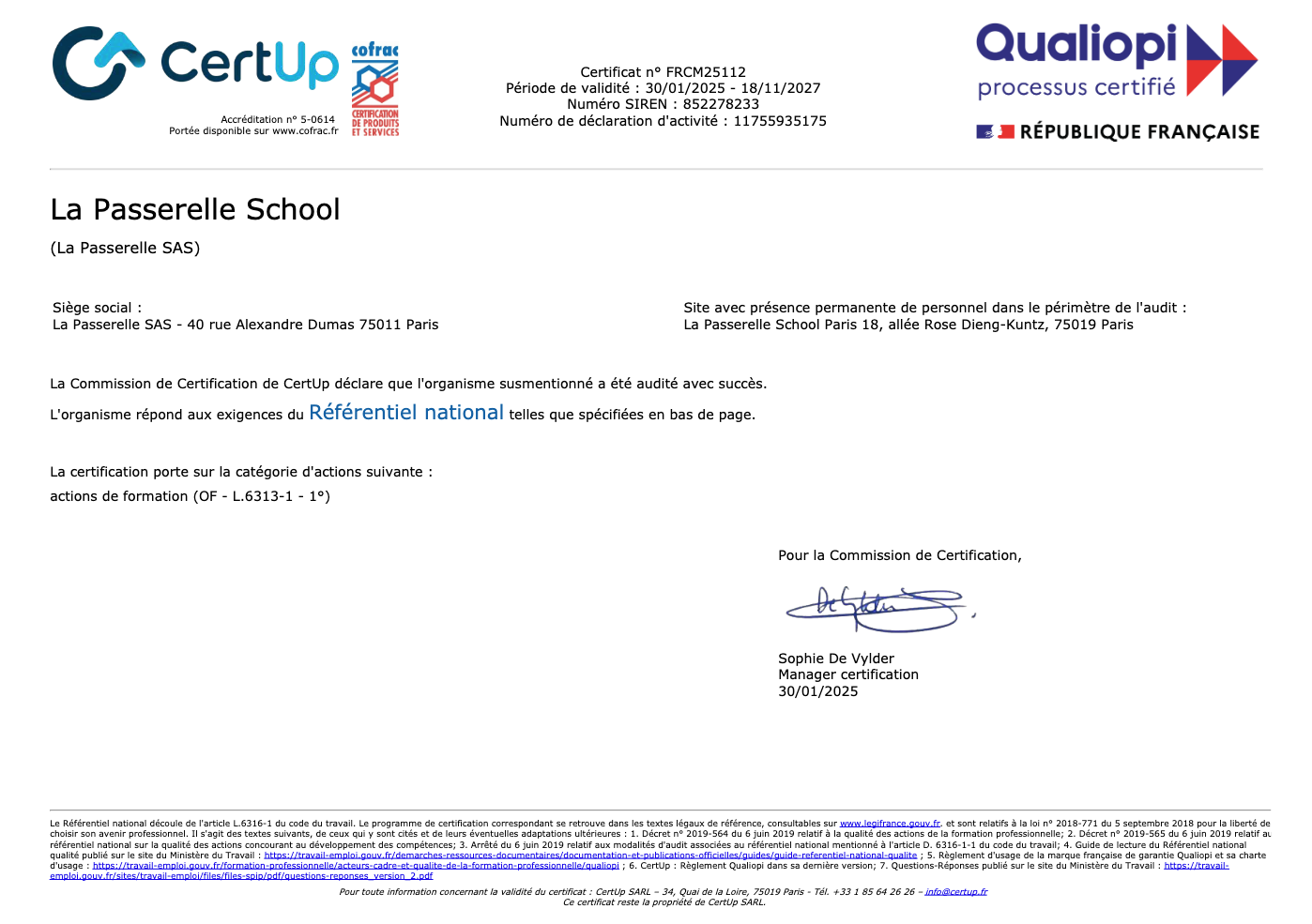 Certificat Qualiopi